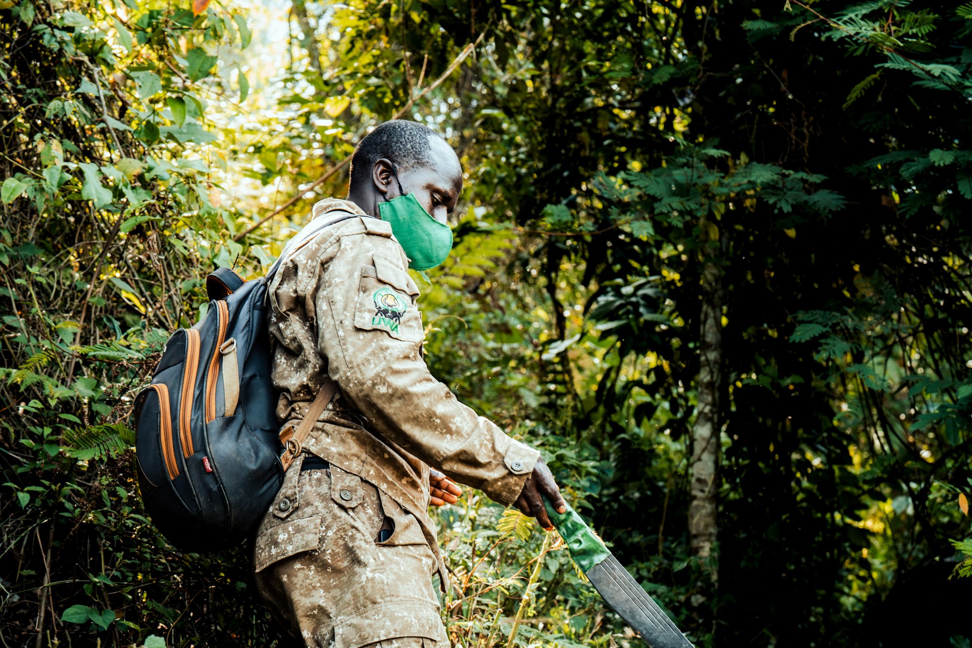 Ranger in Bwindi forest on the way to the gorillas