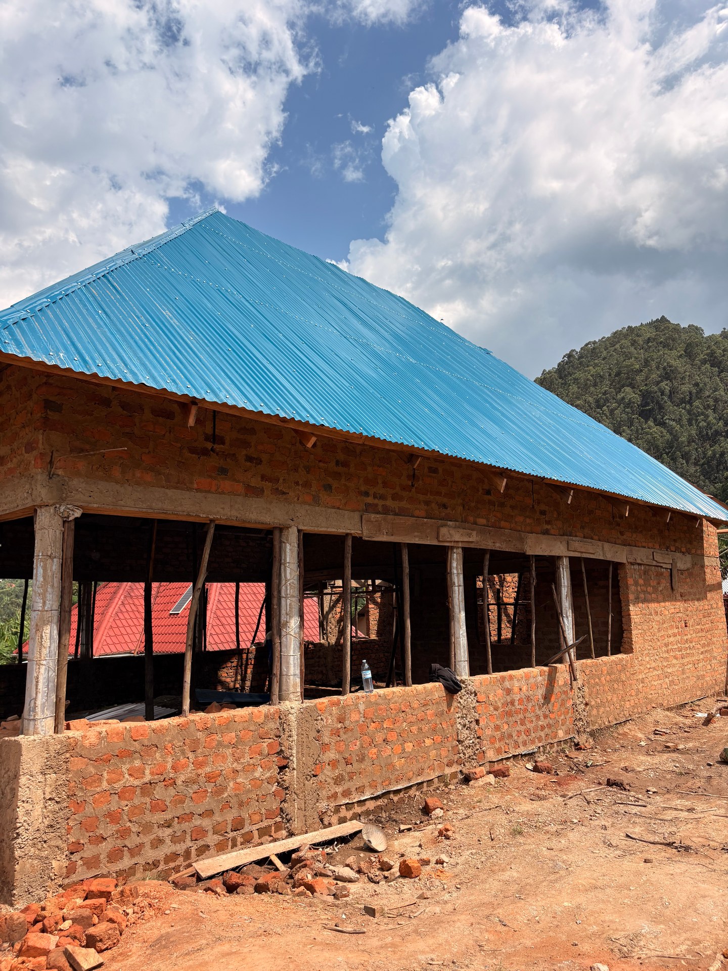 New school building under construction in Buhoma