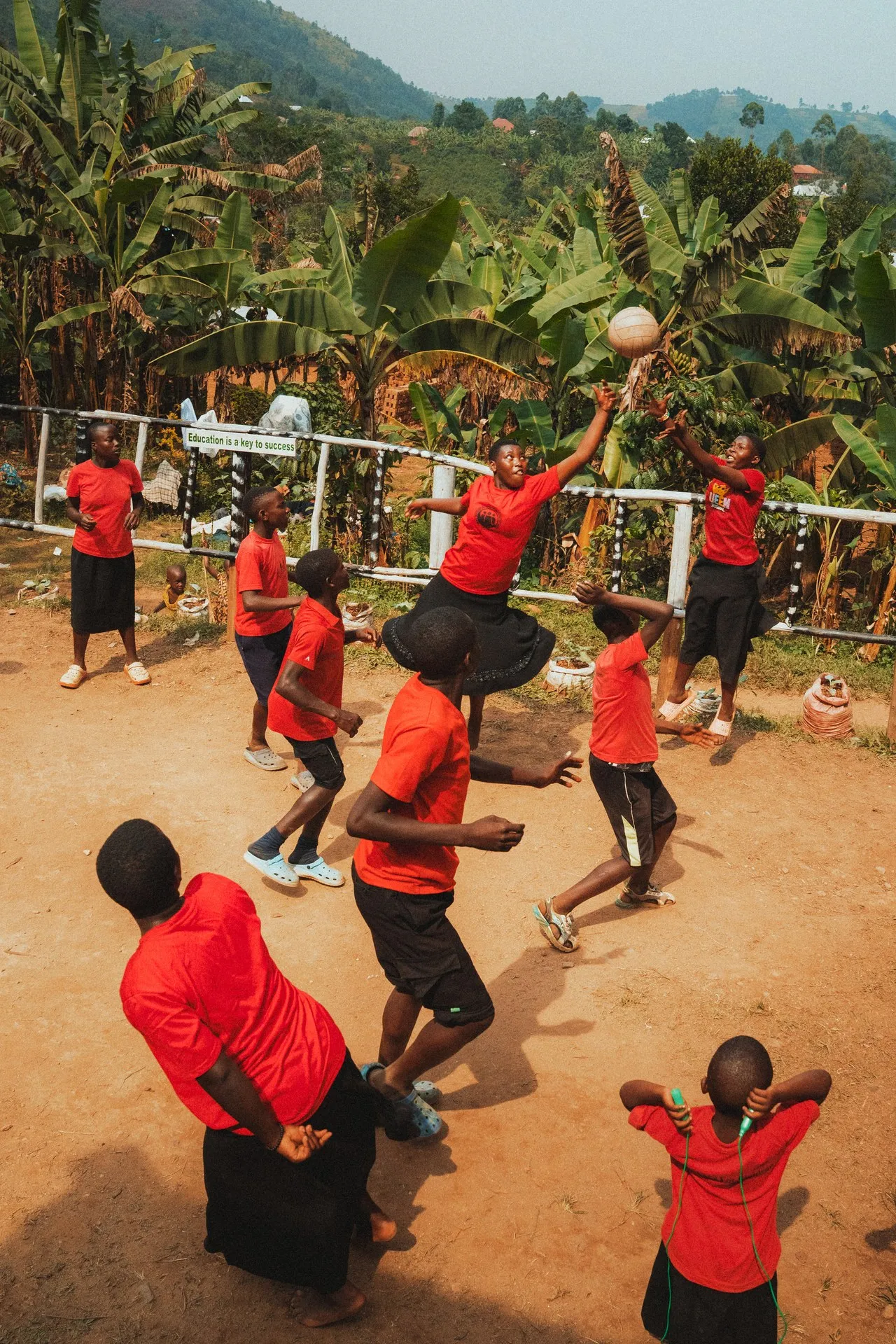 Volleyball on schoolyard — youth in motion
