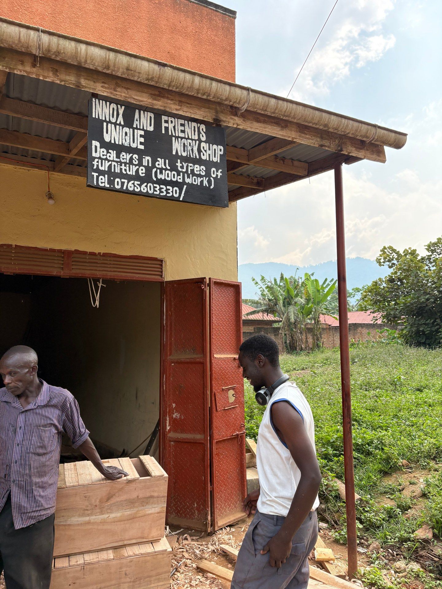 Local carpentry workshop in Buhoma — local entrepreneurs at the Innox and Friends Unique Workshop