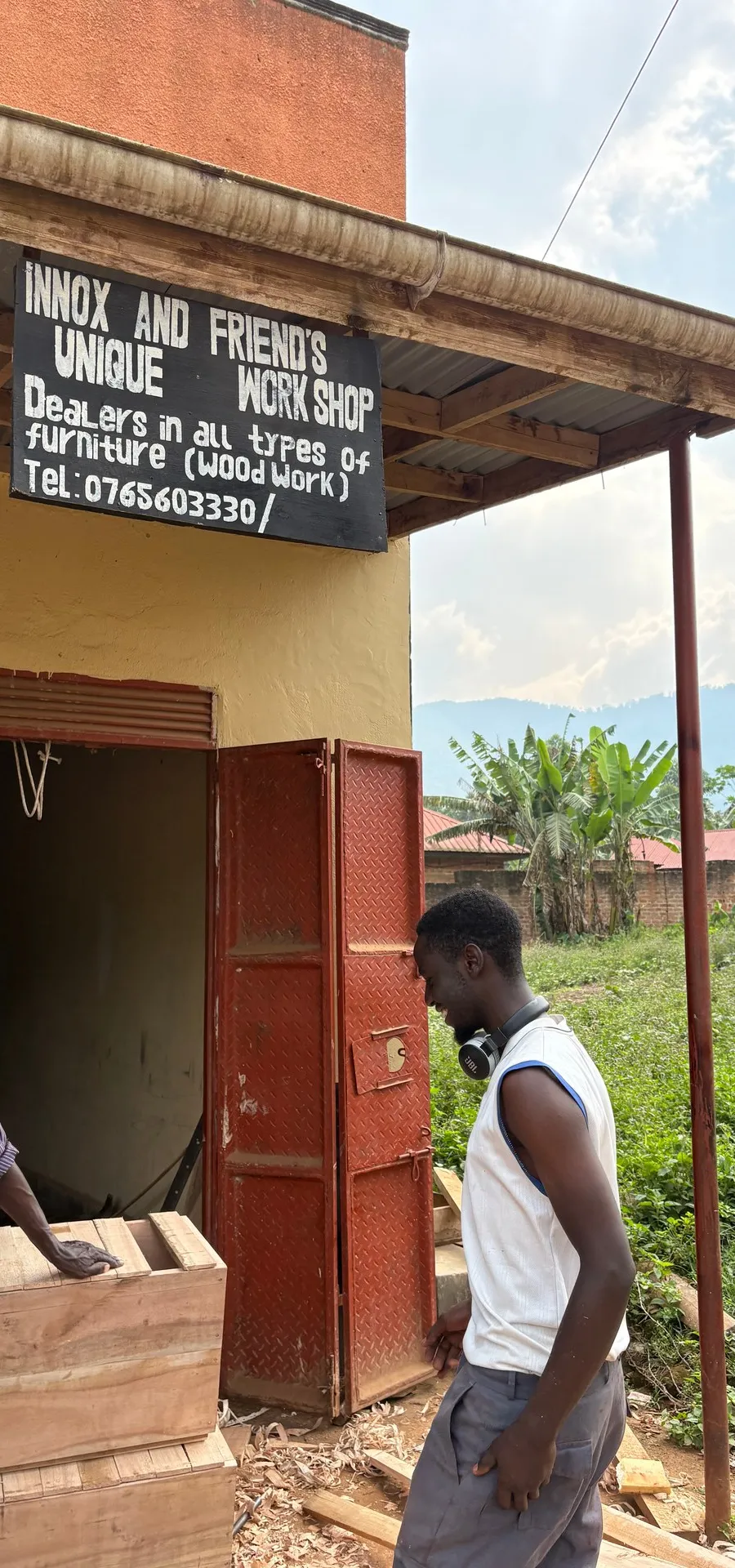 Local craftsmen at the Innox woodwork workshop in Buhoma village