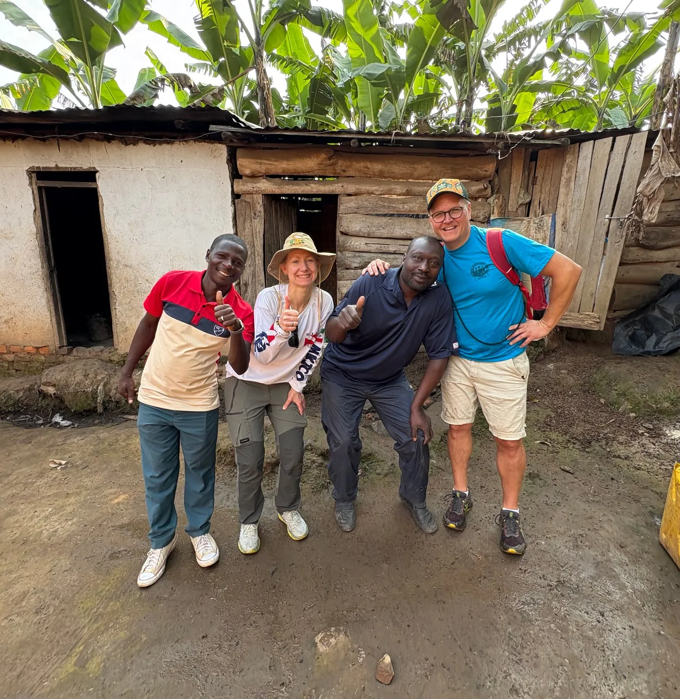 Local chicken farmer in Buhoma village presenting his poultry farm, June 2026. Photo: Mark Suer